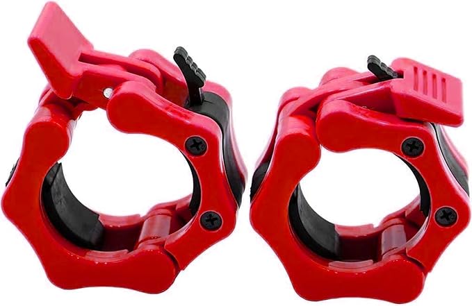 Barbell Clamps 2 inch, Heavy Duty Exercise Collars 2" Quick Release Pair of Locking Pro Olympic Weight Bar Plate Locks Collar Clips for Workout Weightlifting Fitness Training - Red