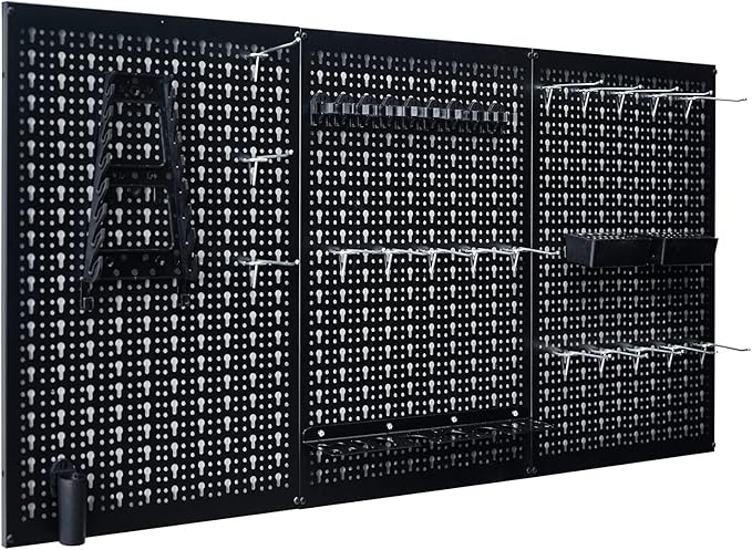 Ultrawall Peg Board Wall Organizer 4 ft. Metal Pegboard Garage Wall Pegboard Tool Storage Kit with Accessories for Garage, 45pcs