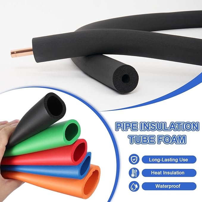 uxcell Pipe Insulation Tube Foam, 1-9/16" ID x 1/3" Thick x 1.64ft Foam Pipe Cover Non-Slip Hollow Tubing Guitar Air Conditioner Stand Fitness Equipment Handles, Black