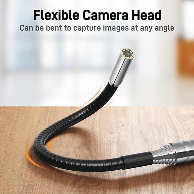 Teslong Telescopic Camera with Light, 4.5" IPS Screen Endoscope Inspection Camera with 5FT Telescoping Pole, IP67 Waterproof Flexible Borescope for Home Ceiling, Wall, Chimney, Automotive & HVAC