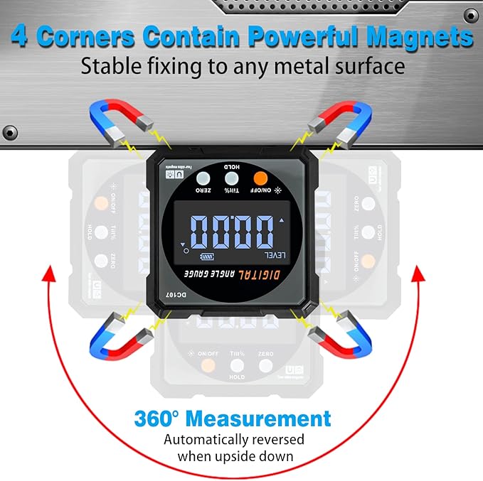 Digital Angle Finder with Electronic Laser - 4-side Strong Magnetic Angle Gauge, Cube Inclinometer with Backlight, Table Saw Miter Protractor, Woodworking Measuring Tool, Level Box for Hanging