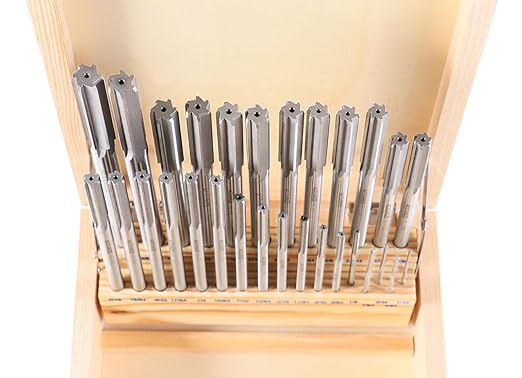 Accusize Industrial Tools 29 Pc 1/16'' to 1/2'' by 1/64'' H.S.S. Chucking Reamer Set, Straight Flute, Right Hand Cut, 5500-SF00