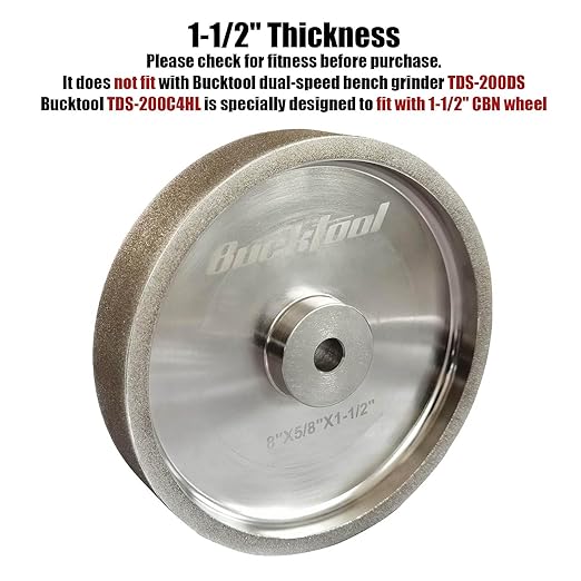 BUCKTOOL 180 Grit 8 Inch CBN Grinding Wheel, 1.5" Wide, 5/8" Arbor Cubic Boron Nitride Sharpening Wheel for Sharpening Wood-Turning Tools, Chisels, Hardcore and More