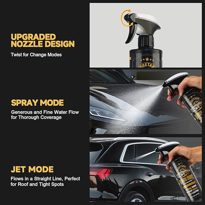 Real Ceramic Coating for Cars Polish (3.38 Fl Oz), Unmatched Shine Nano Car Wax Coating Spray, No Pungent Smell, Quick Detailer Spray Wax, Lasts 50+ Washes Car Paint Sealant with Microfiber Towel