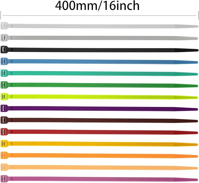 XINGO 100PCS Cable Zip Ties Heavy Duty, Premium Nylon Plastic Wire Ties with 50 Pounds Tensile Strength, Self-Locking Black Nylon Zip Ties for Indoor and Outdoor (16 inch, Dark Green)