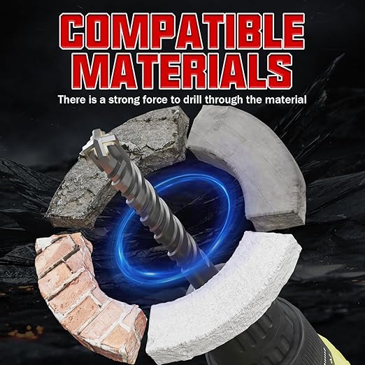 CSOOM SDS Plus Rotary Hammer Drill Bit 1"x10.24", Professional Concrete Drill Bit for Concrete, Brick, Stone and Cement Walls