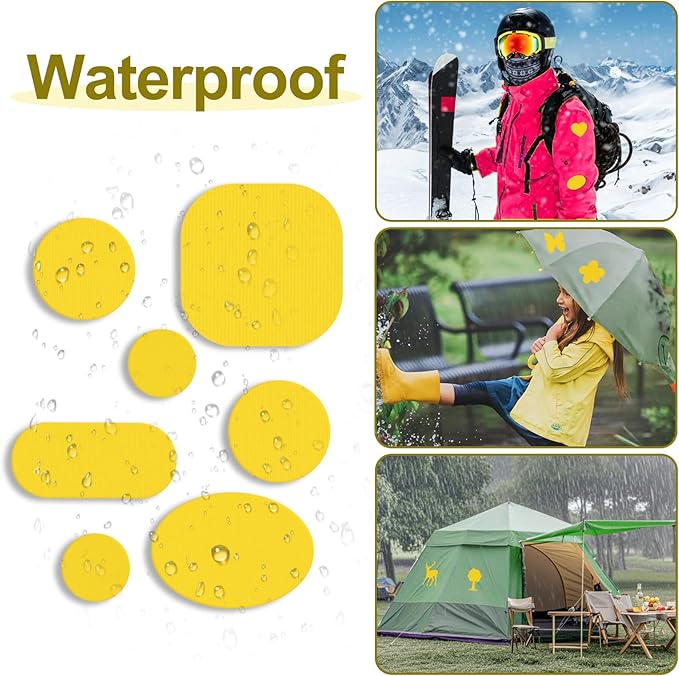 45PCS Nylon Repair Patch Self-Adhesive Pre-Cut Fabric Patch Down Jacket Repair Patches for Puffer Jackets Tenacious Tape Polyester Waterproof Lightweight Tent Repair Patch for Clothes Bag(Yellow)