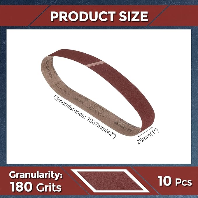 10 Pcs Sanding Belts 1 x 42 Inch 180 Grit Aluminum Oxide Abrasive Sandpaper for Belt Sander Metal Grinding Wood Working Weld Rust Removal
