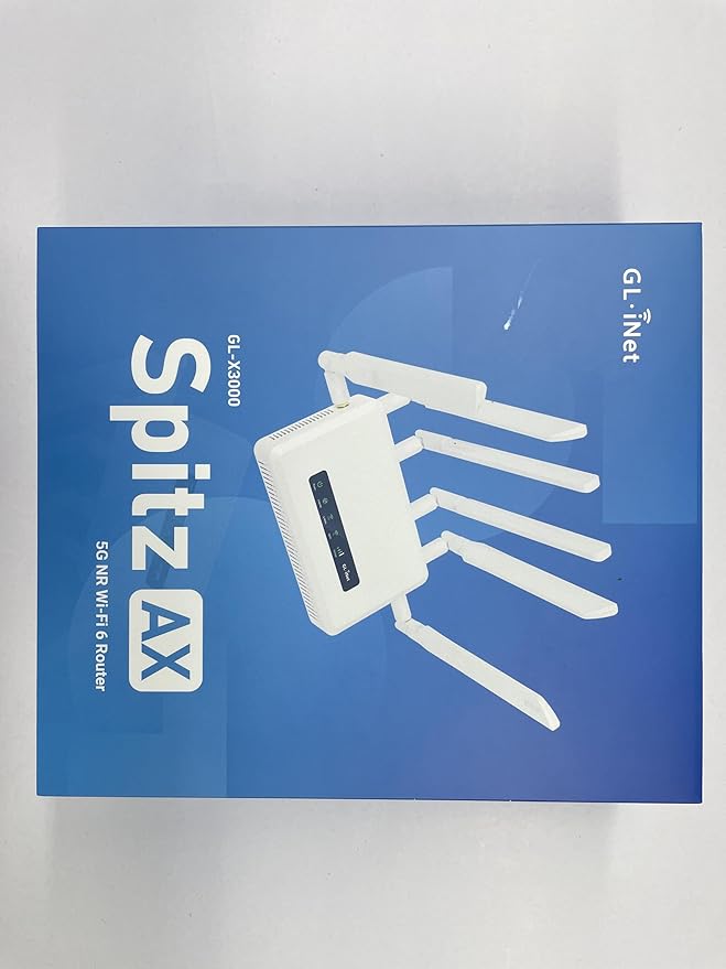 GL.iNet GL-X3000 (Spitz AX) Cellular Gateway 5G Router for House & RV, Wi-Fi 6, Detachable Antennas, Dual-SIM, T-Mobile & AT&T IoT Device Certified, Family/Rural Area/Road Trips (Free 10GB SIM Card)