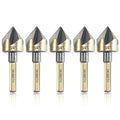 Countersink Drill Bit Set, 5 Pieces High Speed Steel 82 Degree 5 Flute 6mm Round Shank Mill Cutter Bit Countersink in Sizes 3/4" Set with Carrying Case.
