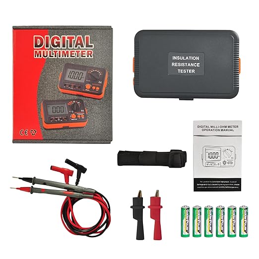 Digital Insulation Resistance Tester, Megohmmeter Ohm Meter YF-VC60B+, Voltage Tester 250/500/1000V, Megohm Meter with Backlight LCD Display, Data Hold