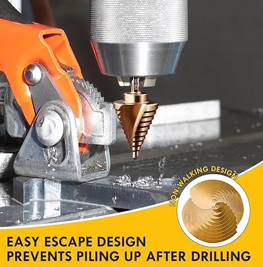 M35 Cobalt Step Drill Bit Set with Automatic Center Punch, 1/8" to 1-3/8", 6 PCS Step Drill Bit for Stainless Steel, Metal, Aluminum, Copper, Wood, PVC