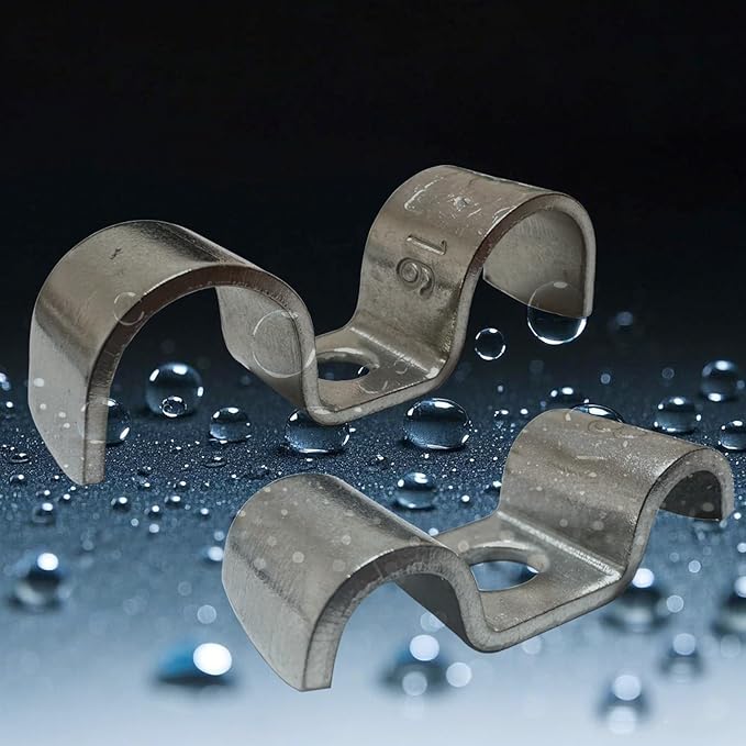 6pcs 8mm(1/3 inch) Double Line Clamp Heavy Duty 1 Hole Conduit Strap 304 Stainless Steel M-Type Pipe Strap For Wire Pipe Cord Installation