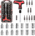 Amazon Basics 27-Piece Magnetic T-Handle Ratchet Wrench and Screwdriver Set