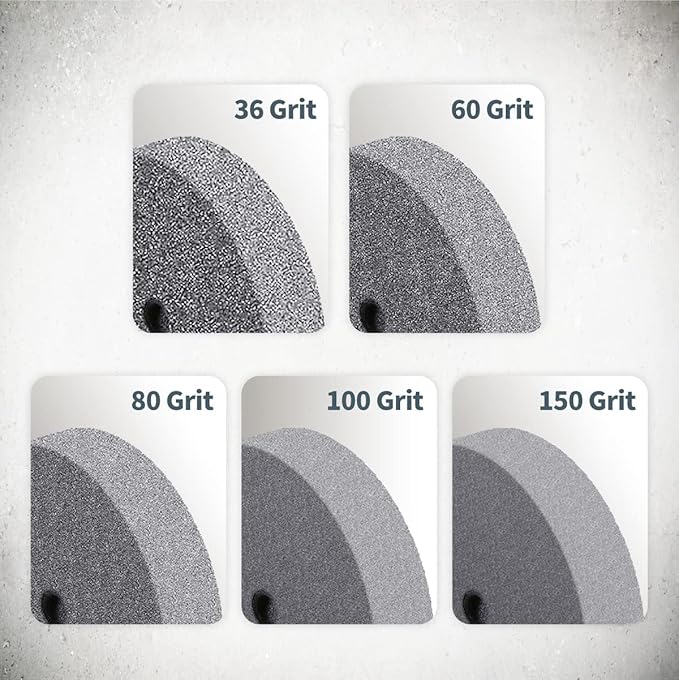 POWERTEC Bench Grinder Wheel 8 Inch 36 Grit, Aluminum Oxide Grinding Wheel for Bench Pedestal Grinder, 1" Thick 5/8" Arbor, Sharpening & Shaping Drill Bits, Blade, and Chisel 1PK (15516)