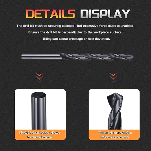 Drill Bit, 15/64" Cutting Diameter, 4241 HSS Nitriding Black 118° Cutting Angle Versatile Jobber Bits - (Applications: for Drilling Plastic Wood Soft Metal), 12-Pieces