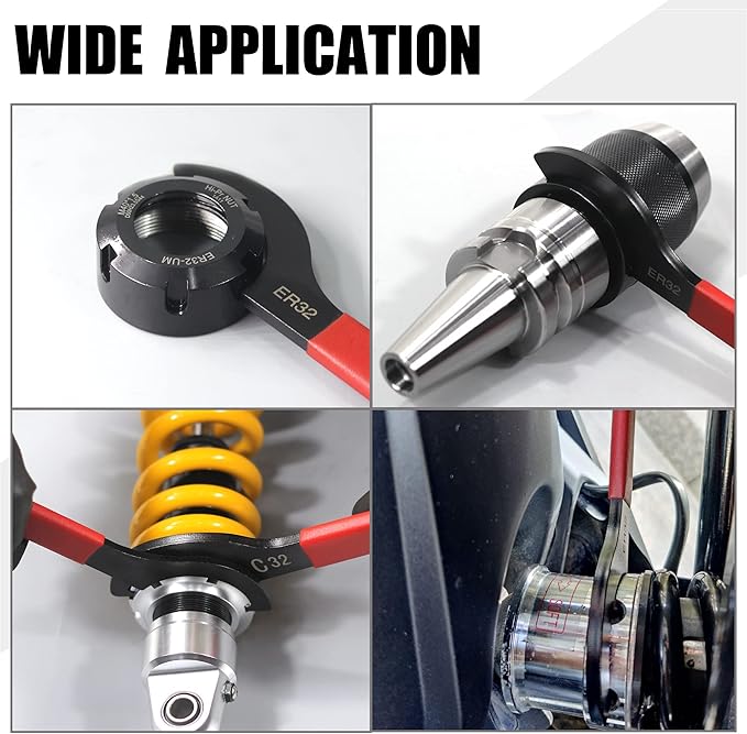 4pcs Coilover Spanner Wrench Set Adjustable Shock Wrench Heavy Duty Steel C Spanner for Most Coil Overs Shocks Adjustment and Suspension System