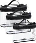 BAGSMART TSA Approved Toiletry Bag, 3 Pack Clear Makeup Cosmetic Bag Organizer, Quart Size Travel Bag for Toiletries, Carry-on Travel Accessories Essentials, Black-3pcs