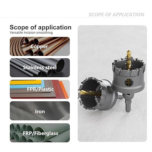 GSTK Upgrade Heavy Duty Carbide TCT Carbide Hole Saw Kit 10Pcs for Hard Metal, with 2*Extra Titanium Plated Pilot Center Drill and 2*L-Wrench