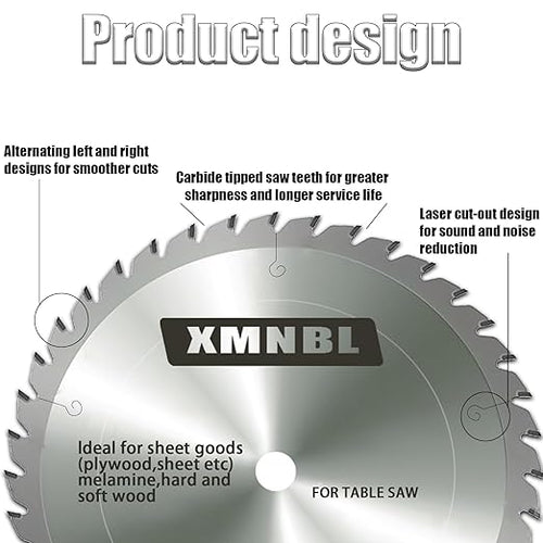 10 Inch Table Cutting Saw Blade 40 Tooth,Replace for Forrest WW10407125 Woodworker II 10-Inch 40 Tooth Blade,Compatible with DEWALT 10" Table Saw,Wood Fine Finish Cutting 1" Arbor Longer Life 5X