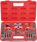 Orion Motor Tech SAE Tap and Die Set Standard | #4, 6, 8, 10, 12, 1/4, 5/16, 3/8, 7/16, 1/2" Tap Set and Die Set | Thread Repair Kits for Threading and Rethreading Internal and External Threads