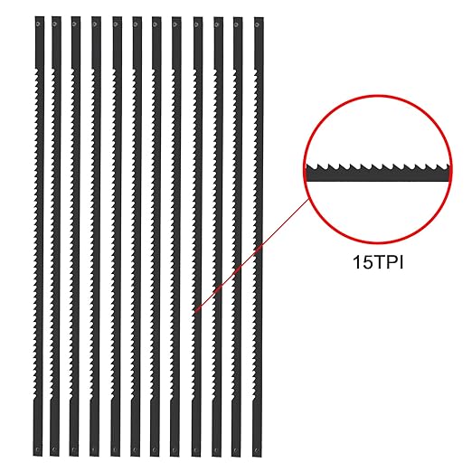 5 Inch Pin End Scroll Saw Blade 15 TPI for Wood, High Carbon Steel 36 Pack