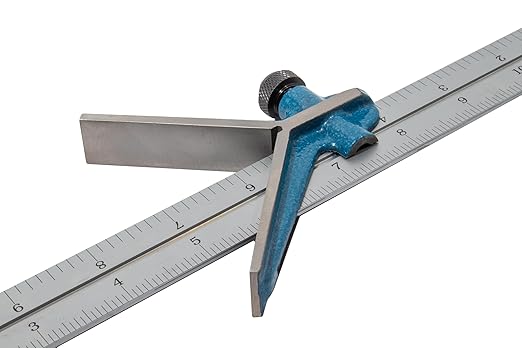 PEC Tools 3 Piece Combination Square Set - 4R 12”Machinist Blade, Cast Steel Head, Center Head, Combination Square with Level and Scribe Tool, Reversible Locking Bolt, Made in USA