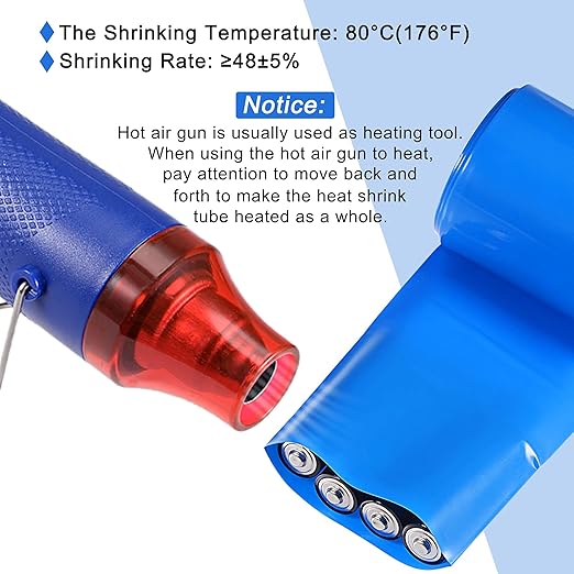 MECCANIXITY Battery Wrap PVC Heat Shrink Tubing 42mm Dia 66mm Flat 10 Feet(3meters) Blue Good Insulation for Battery Pack