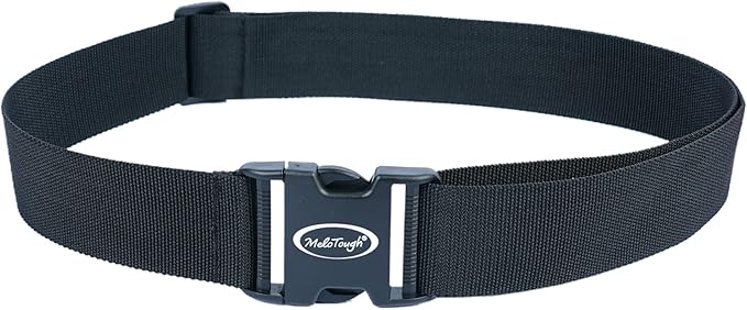 MELOTOUGH Tool Web Work Belt Buckle 2" inch Wide belt Black Simple Style for Woodworkers and Contractors