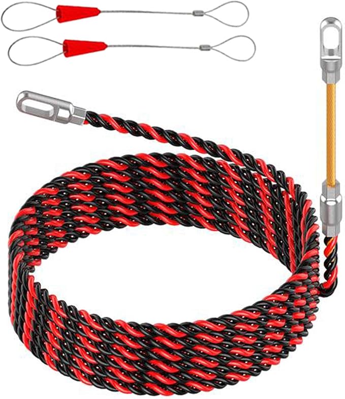 100ft/30m Fish Tape Electrical Cable Puller Kit - 6mm PET for Through Wall Conduit Wiring,Wire Puller for Electricians,Cable Pulling Fish Tape,Wire Guide Device