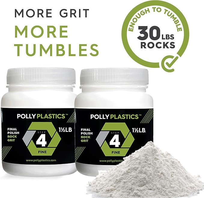 Polly Plastics Rock Tumbler Grit Refill, Final Polish 1200 Fine Aluminum Oxide, Stage 4 for Tumbling Stones (2 Pack) (3 lb.)