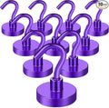 MIKEDE Magnetic Hooks, 40Lbs+ Heavy Duty Magnet Hooks for Cruise Cabins, Super Neodymium Hanging Hooks Strong Magnets with Hook for Fridge, Magnetic Hanger for Grill, Toolbox, Storage(Purple, 10 Pack)