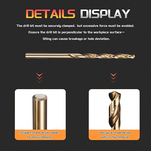 Drill Bit, 3/32" Cutting Diameter (2.381mm), 4241 HSS Gold 118° Cutting Angle Versatile Jobber Bits - (Applications: for Drilling Plastic Wood Soft Thin Metal), 12-Pieces
