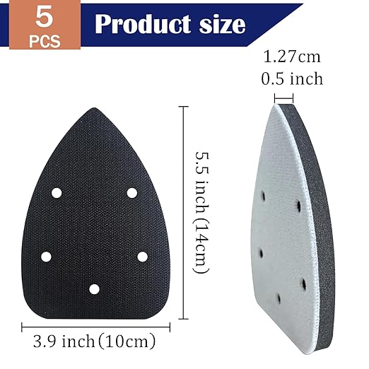 5 Pack Mouse Detail Sanding Interface Pads 5 Holes, Hook and Loop Mouse Sander Triangle Sanding Pads, Foam Pads for Detail Sander 140mm*100mm