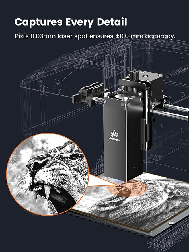 AlgoLaser Laser Engraver Machine: Portable & Smart with 3.5" Touch Screen & AlgoOS System - Hand Drawing/Wireless/SD Card/Offline Engraving - Laser Power 3000mW/Class 1 for Wood, Acrylic, Leather
