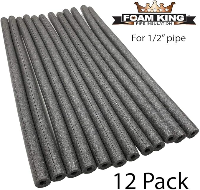 Foam King Insulating Foam Pipe Covers - 12 Pack Choose Size (1/2 inch)