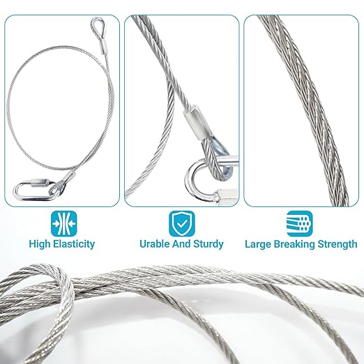 1/8 "T316 Stainless Steel Cable (Wire), 7 * 7 Strands of Twisted Metal for Aviation Construction, Silver with Cutters (300FT)