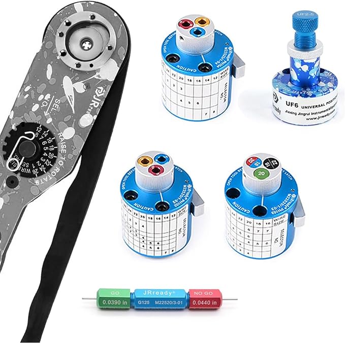 JRready JST1515-ASF1 M22520/1-01 Crimping Tool Kit MIL Connector Barrel Terminal Heavy Duty Wire Crimper NEW-ASF1 & PH102 PH103 PH104& UF6-UF2-5 M22520/1-05 Positioner G125 for 12-26 AWG wire harness