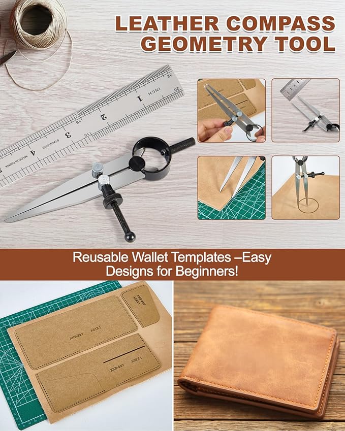 Vorhixa Leather Tooling Kit - Leather Working Tools & Stamps for Crafting, Cutting, Stamping, Sewing, Stitching, Engraving & Sanding - Complete Craft Kit for Adults and Begineers