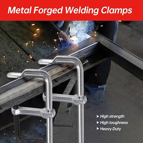 2-Pack Welding Bar Clamps 12 Inch,Drop Forged Steel Bar Clamps Throat Depth 3 inch Load Force 450 Lbs for Woodworking,Welding,Metal working