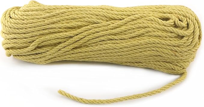 6mm x 150 Feet Yellow Jute Rope, Twine for Gardening Tomato Climbing Plant Tie Floristry Crafts Gift Wrapping Packing Decor