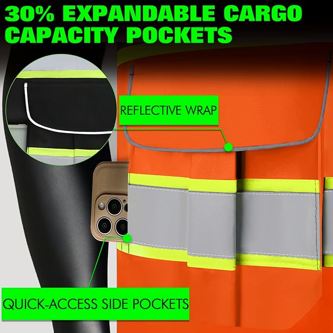 BeautyWill Custom Logo 10/20 Pack Safety Vest Class2 High Visibility Vest with Pockets Breathable Construction Vest Bulk