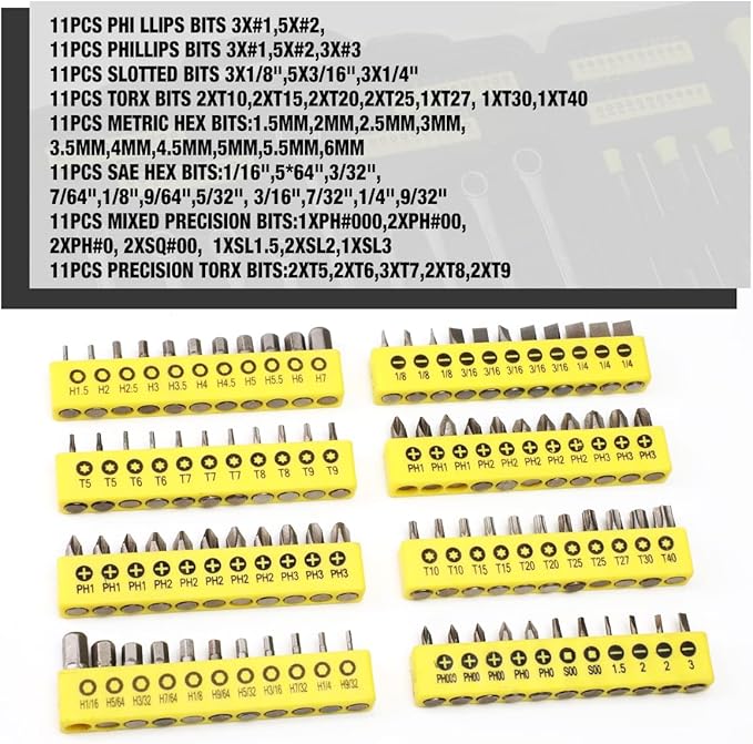 DNA MOTORING 220pcs Mechanic Tool Socket Wrench Set, SAE and Metric Socket Wrench Set, Tool Box Case for Home, Auto and Bike Repair, Yellow, TOOLS-00022