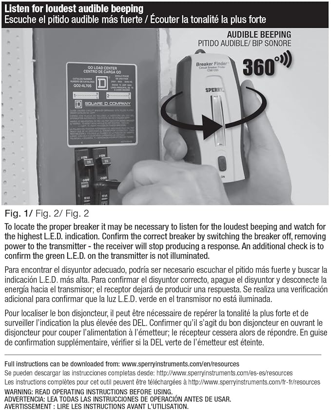 Sperry Instruments CS61200P Electrical, 120V AC, 60Hz, Includes: CS61200AS Light and Switch, 2 Pc Circuit Breaker Finder and Accessory Kit, As Shown in The Image