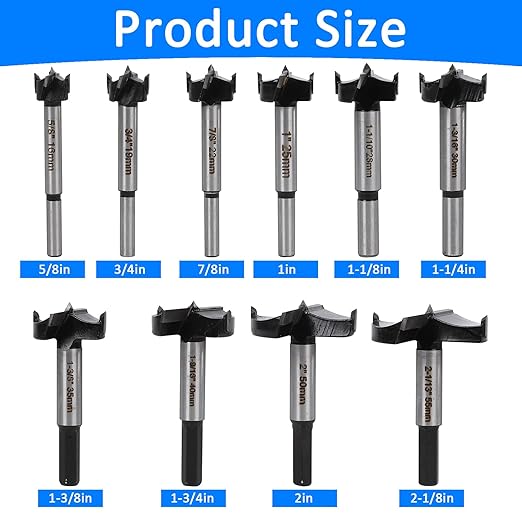 Forstner Bit Set for Woodworking 10PCS Wood Drill Bit Set Hole Saw Woodworking Tools Carbide Tipped Forstner Bits for Hard Wood Plastic Plywood MDF