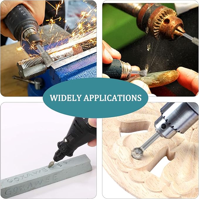 Stone Carving Set Diamond Burr Bits Compatible with Dremel, 20PCS Polishing Kits Rotary Tools Accessories with 1/8’ Shank for Carving, Engraving, Grinding, Stone, Rocks, Jewelry, Glass, Ceramics