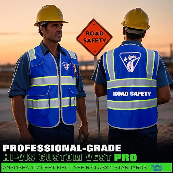 BeautyWill Custom Logo 10/20 Pack Safety Vest Class2 High Visibility Vest with Pockets Breathable Construction Vest Bulk