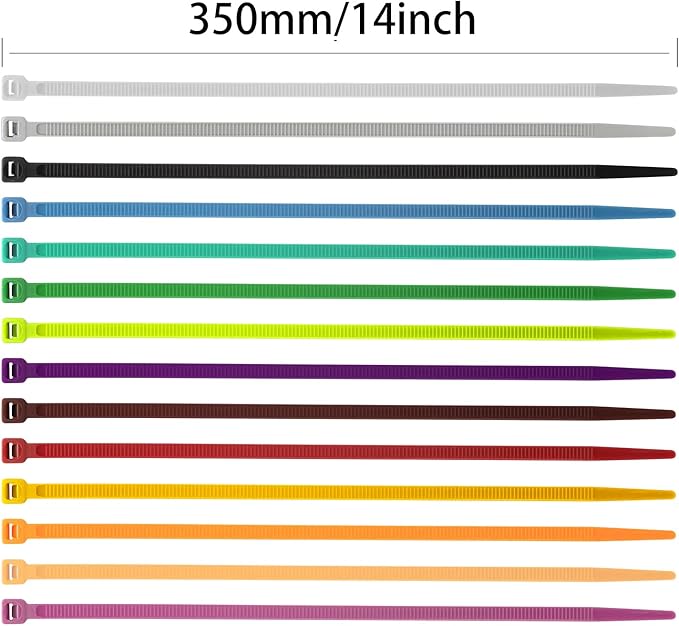 XINGO 100PCS Cable Zip Ties Heavy Duty, Premium Nylon Plastic Wire Ties with 50 Pounds Tensile Strength, Self-Locking Black Nylon Zip Ties for Indoor and Outdoor (14 inch, White)