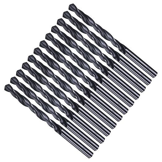 Drill Bit, 6.1mm Cutting Diameter, 4241 HSS Nitriding Black 118° Cutting Angle Versatile Jobber Bits - (Applications: for Drilling Plastic Wood Soft Metal), 12-Pieces