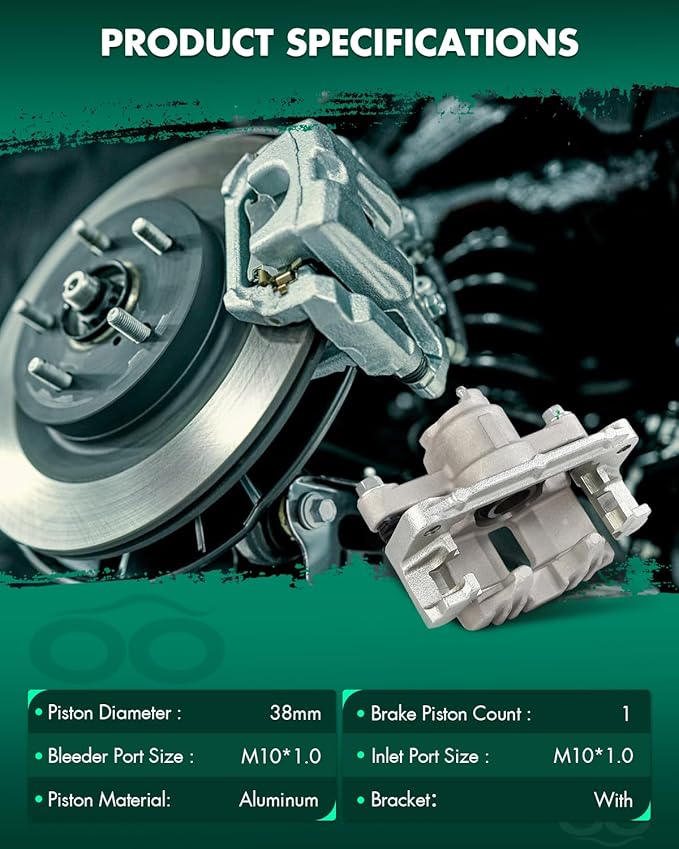 SCITOO 18B4725 Rear Right Disc Brake Caliper w/Bracket Fit For Oldsmobile For Alero 1999-2004,For Pontiac For Grand Am 1999-2005, Single Piston